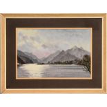 John H Nicholson, a pastel study of a mountain scape scene signed lower left