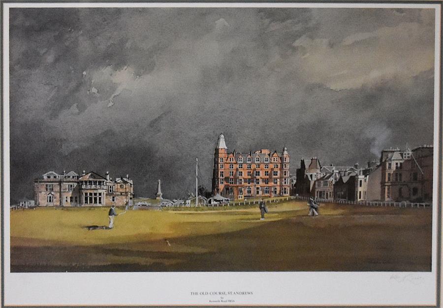 Framed signed print "The Old Course", St Andrews by Kenneth Reed FRSA