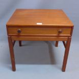 A mid 20th Century Swedish teak side table with single drawer raised on square legs.