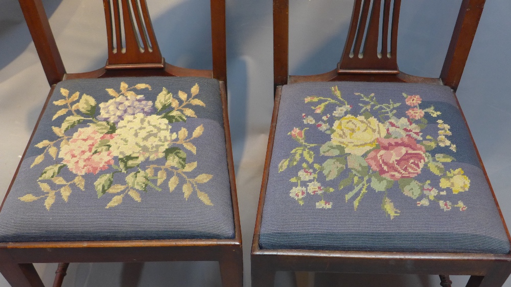 A pair of mahogany splat back art deco chairs with tapestry seats. - Image 2 of 2