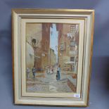 Ugo Fioravanti (20th century Italian School), 'Via della Longaretta, Roma', oil on board,