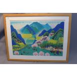 20th Century Japanese School, a landscape study, watercolour, signed mid right. H.55cm W.