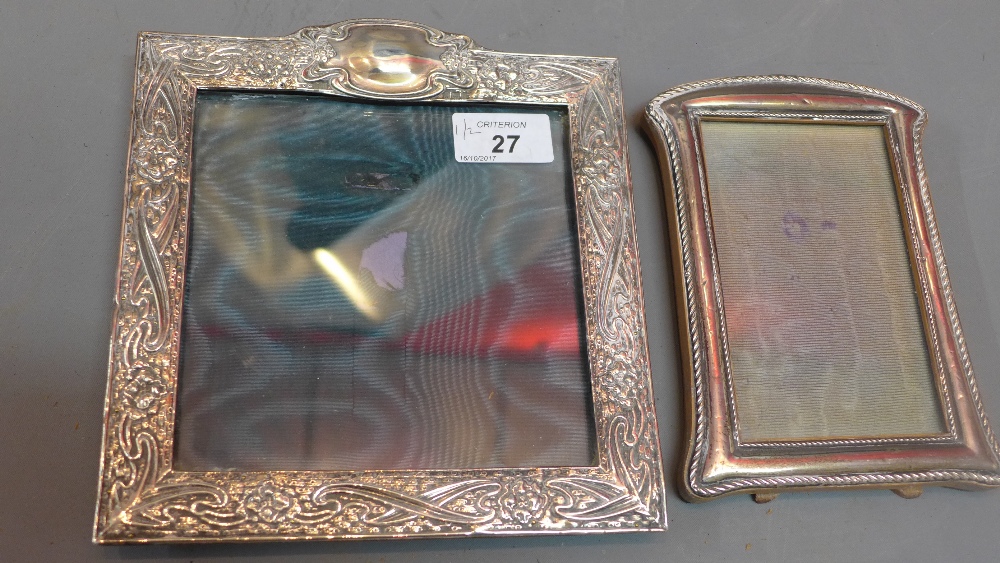 Two silver mounted easel frames one in art nouveau style