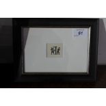 Eric Gill (1882-1940), Initial 'I', etching. H.4cm W.