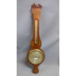 A 19th Century mahogany barometer with marquetry inlay and signed Barnoschoni.