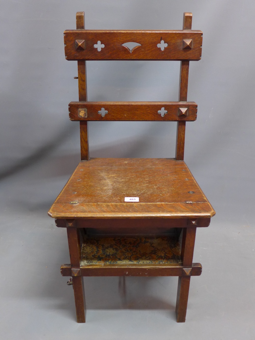 An arts and crafts oak metamorphic chair/ladder