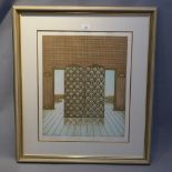 A 20th Century lithograph titled "Tapestry Screen" signed N. Grant.