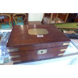 A 19th Century brass bound mahogany military document box having brass plaque inscribed Liut.T.