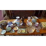 A collection of Islamic items and sundry bits including unusual cream jug and silver topped glass