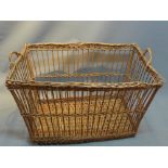 A large vintage wicker basket.