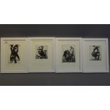 4 animal etchings signed artists proofs by C.Burns.