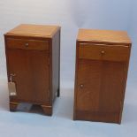 A near pair of art deco oak side cabinets with one drawer above one cupboard door raised on plinth