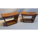 A pair of art deco walnut foot stools.