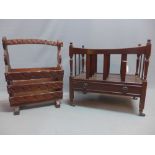 A three section mahogany letter rack and one other smaller letter rack (2)