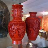 Two early 20th Century Cinnabar vases