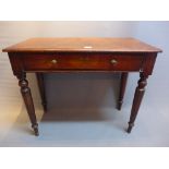 A Victorian mahogany writing table with hinge lid,