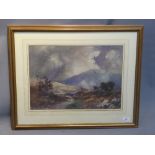 20th Century British School, a highland scene, watercolour, signed lower left. H.34cm W.