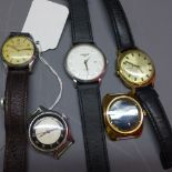 Five gents wristwatches to include two Ingersolls and a Tissot.
