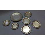 Seven Egyptian silver dishes. Approx.