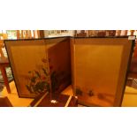 A 20th Century Chinese triptych screen hand painted with flowers.