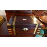 A Georgian brass bound mahogany writing slope with fully fitted interior and secret drawer H-16cm