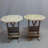 A pair of Morrocan micro mosaic Indian folding occasional tables.