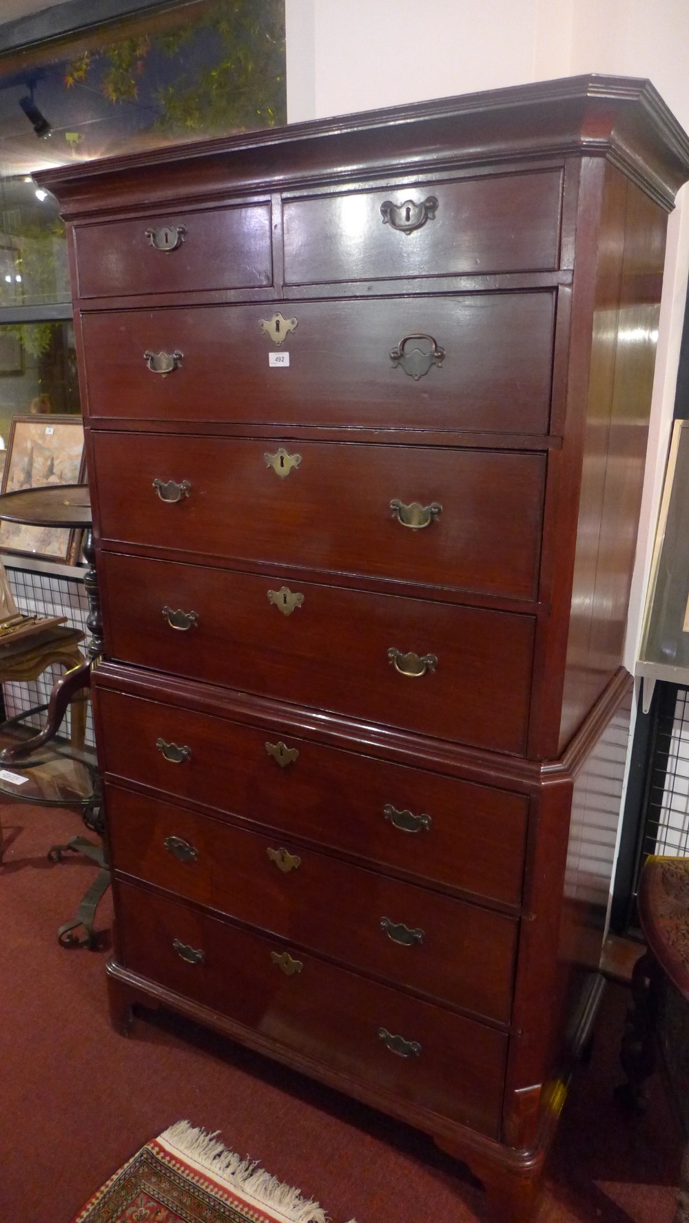 A 19th century mahogany chest of chest, two short above six long drawers, H.186cm, W.102cm, D.