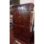 A 19th century mahogany chest of chest, two short above six long drawers, H.186cm, W.102cm, D.