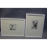 A pair of animal etchings signed artist proofs by C.