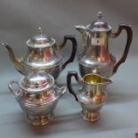 A French silver four piece tea set.