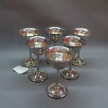 A set of six French white metal goblets. H.