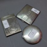 An Art Deco style silver cigarette case, hallmarked Birmingham,