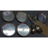 Five American silver teaspoons together with a set of six Canadian silver dishes. D.7.