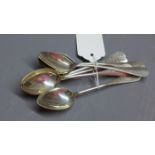 Six French silver teaspoons