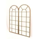 Two garden mirrors arched metal, architectural frame