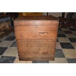 A C19th oak fitted silver chest with lift out trays