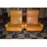 Twin Mustard colour leather Office chairs