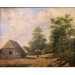T. Van Lohuizen, an oil on canvas depicting a farm yard scene