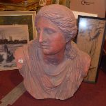 A terracotta Roman style bust. H.