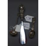 An A & J Zimmerman silver handled ladle, hallmarked Birmingham,