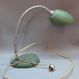 1930's flexible neck desk lamp with enamel green shade