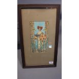 A Art Nouveau watercolour, monogrammed,