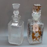 A Scottish style thistle glass decanter with matching glass,