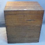 A C19th oak fitted silver chest with lift out trays.