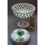 A Herend of Hungary tazza and matching dish with lid,
