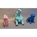 Three contemporary resin models of animals to include an elephant,