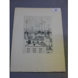 Attributed to Paul Delvaux (Belgian 1797-1995) etching, signed in pencil lower right,