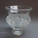 A Lalique glass squat vase, signed to base,