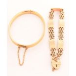 9ct Gold Gate Bracelet, Heart Lock & One Other Bracelet