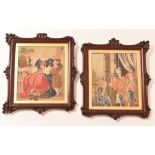 A pair of C19th framed petit point needlework tapestries